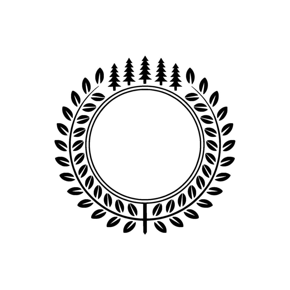 Rustic Circle Emblem, Woodland Motif, Minimalist vector