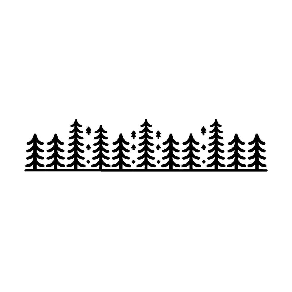 Minimalist Pine Forest Silhouette, Tranquil Landscape Illustration vector