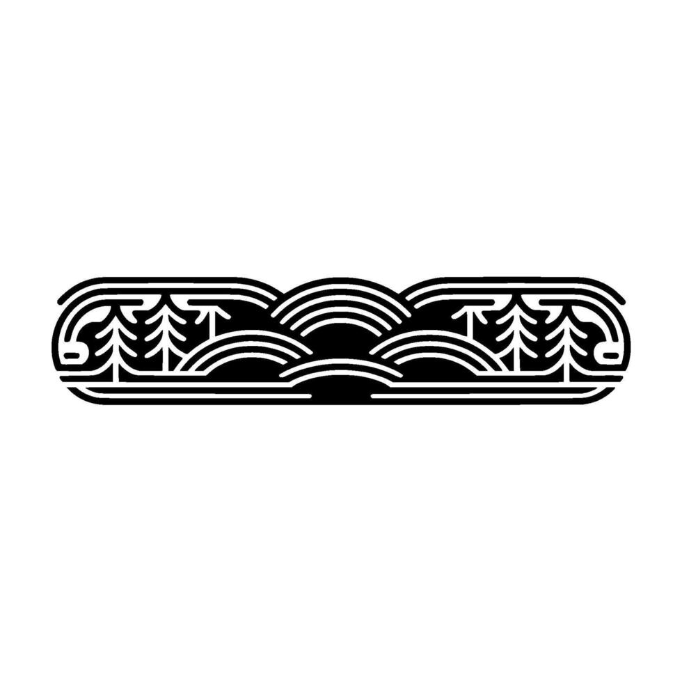 Stylized Wave Forest Border, Minimalist vector