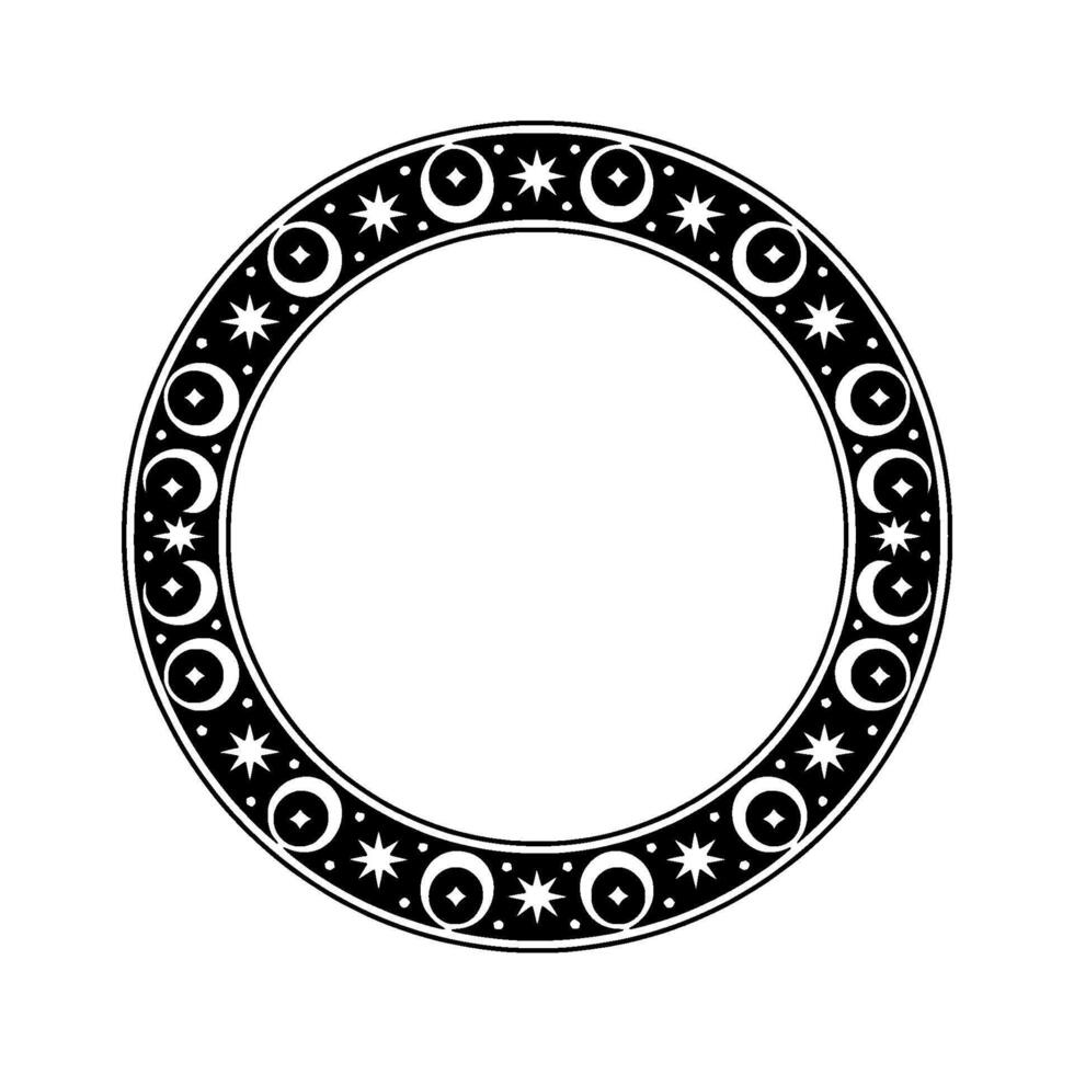 Celestial Circle, Vintage Ornamentation, Mystical Border vector