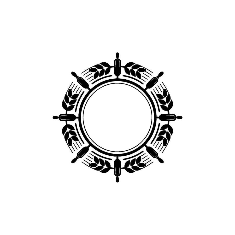 Elegant Circular Emblem, Vintage Wheat Border, Minimalist vector