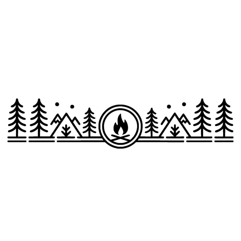 Minimalist Mountain Camp Silhouette - Rustic Adventure vector