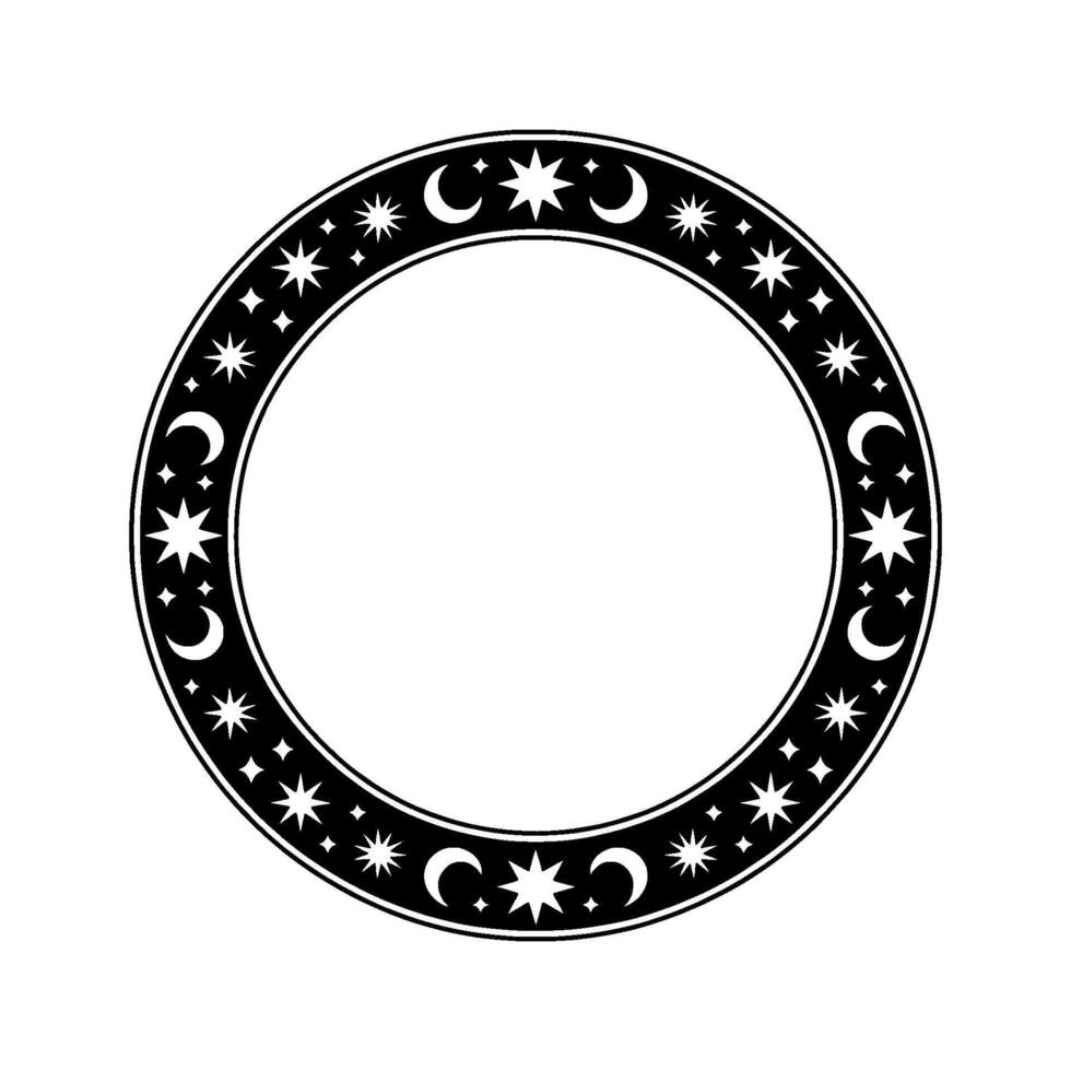 Celestial Circle Lunar Starry Border vector