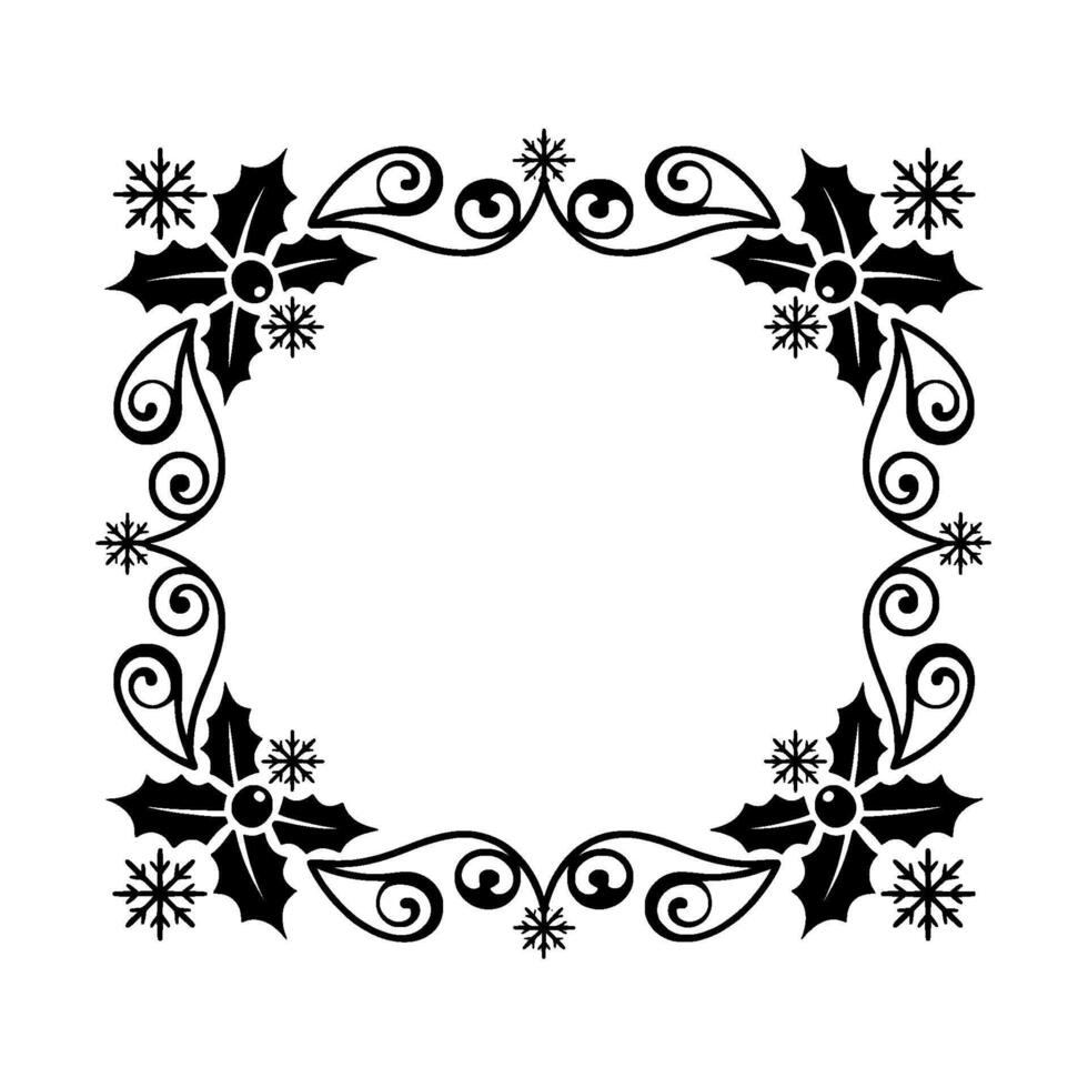 Elegant Holly Frame, Winter Festive Border - Wreath vector