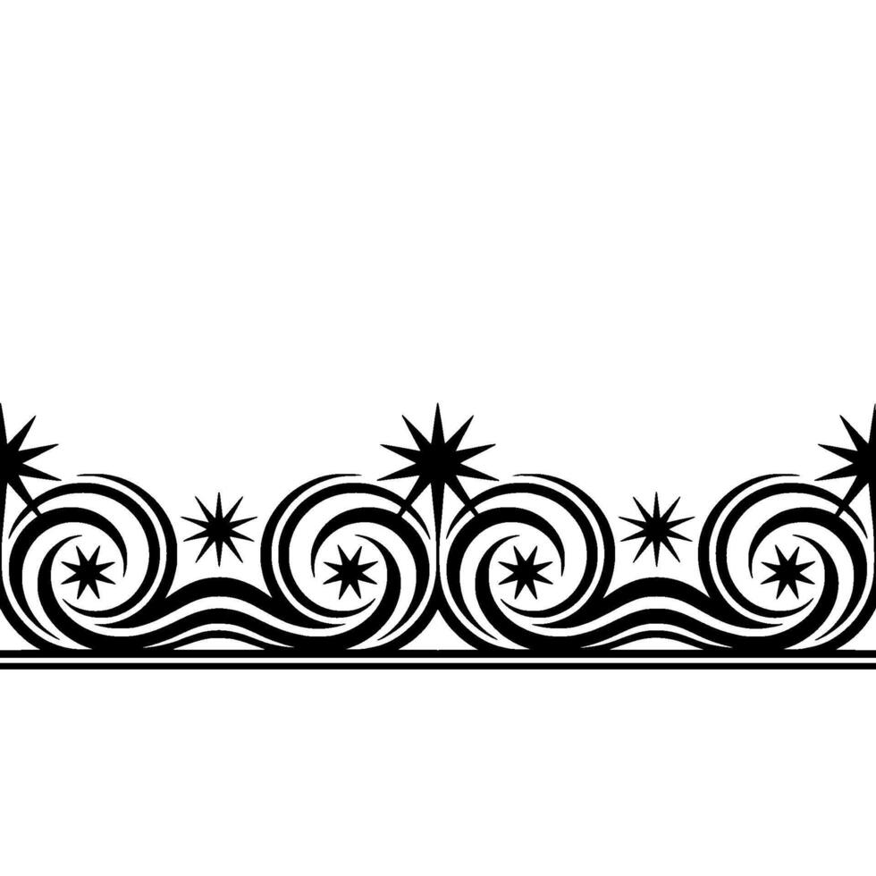 Stylized Wave Border with Starburst Accents Minimalist vector