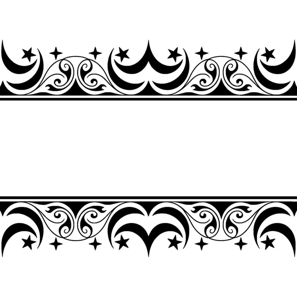 Intricate Crescent Moon Border, Celestial vector