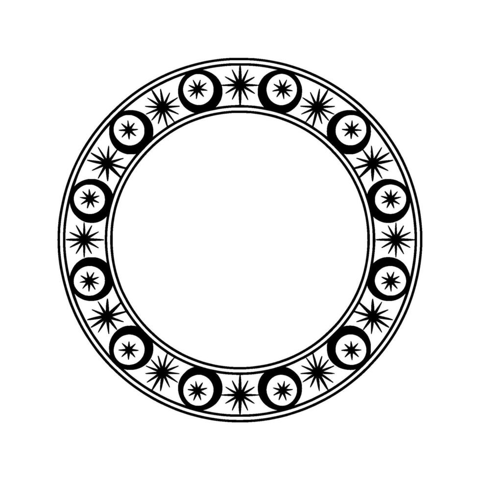 Celestial Circle Geometric Ornament, Minimalist vector