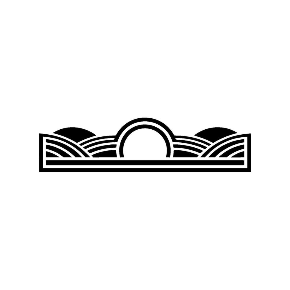 Geometric Horizon Minimalist Landscape Emblem, Silhouette vector