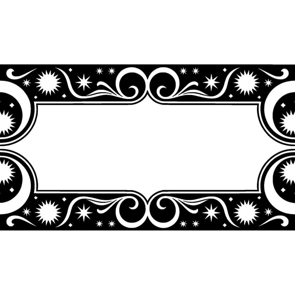 Ornate Black White Frame, Celestial vector