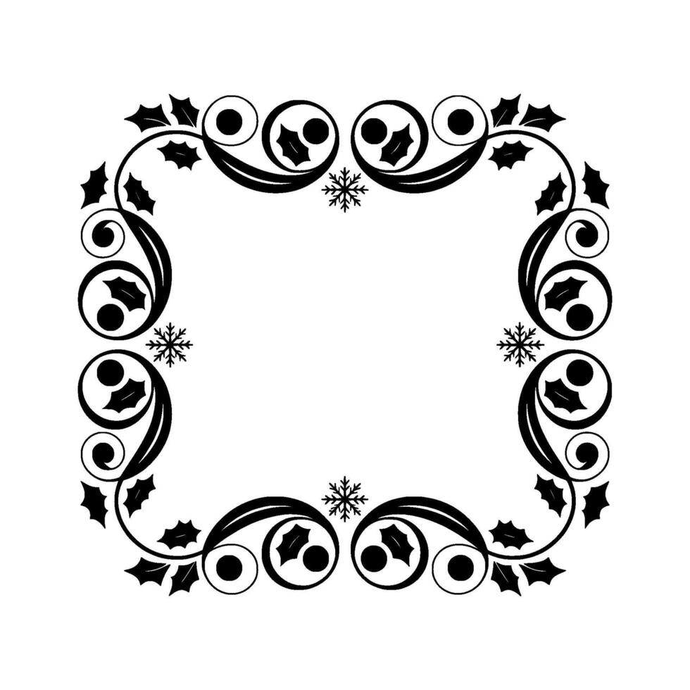 Elegant Winter Border, Holly Snowflake, Frame vector