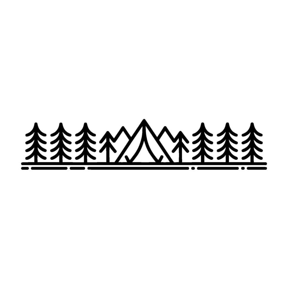 Minimalist Mountain Forest Silhouette Landscape vector