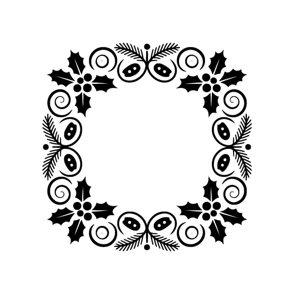 Elegant Holly Wreath, Festive Border, Berries vector