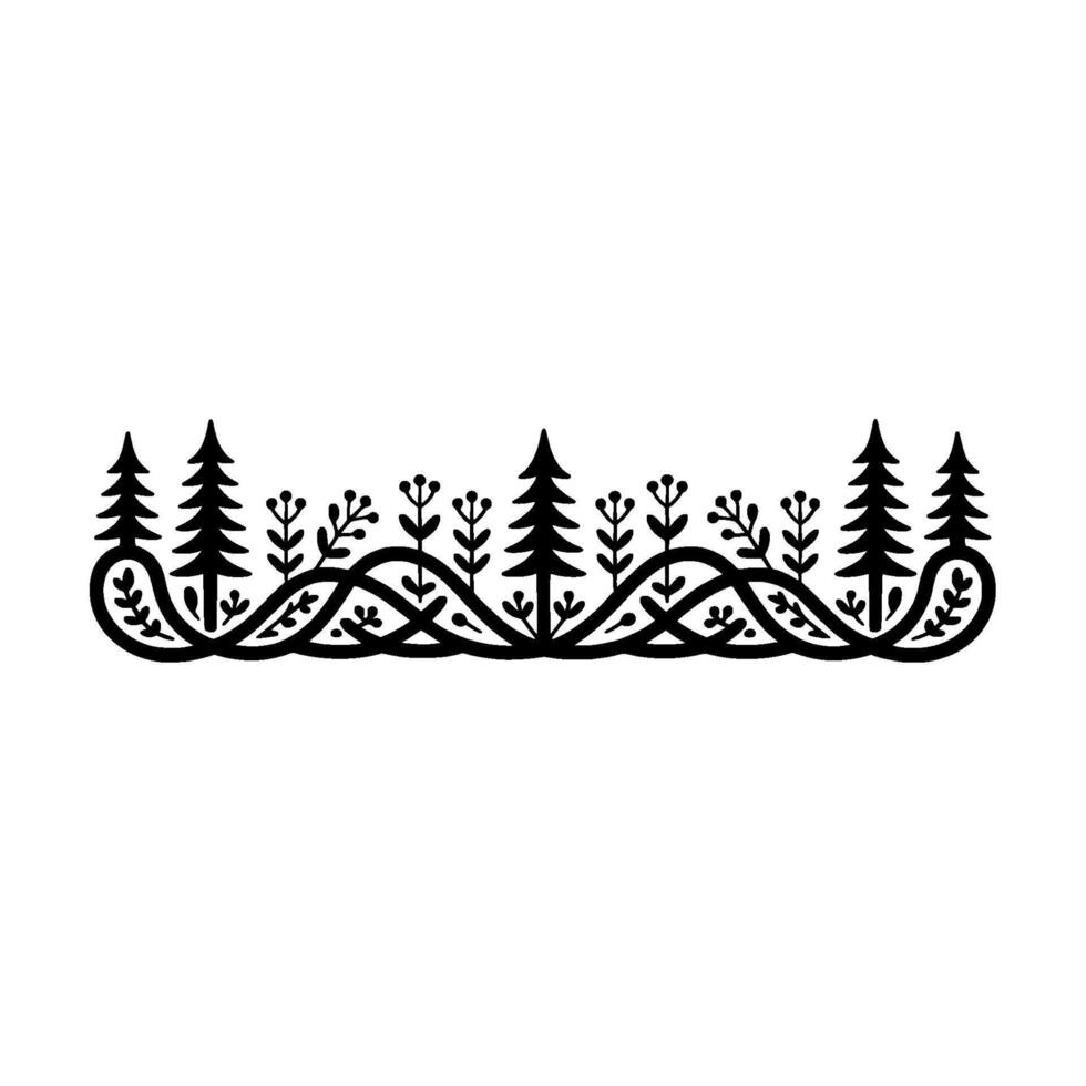 Stylized Forest Border, Hand-Drawn Woodland Motif vector