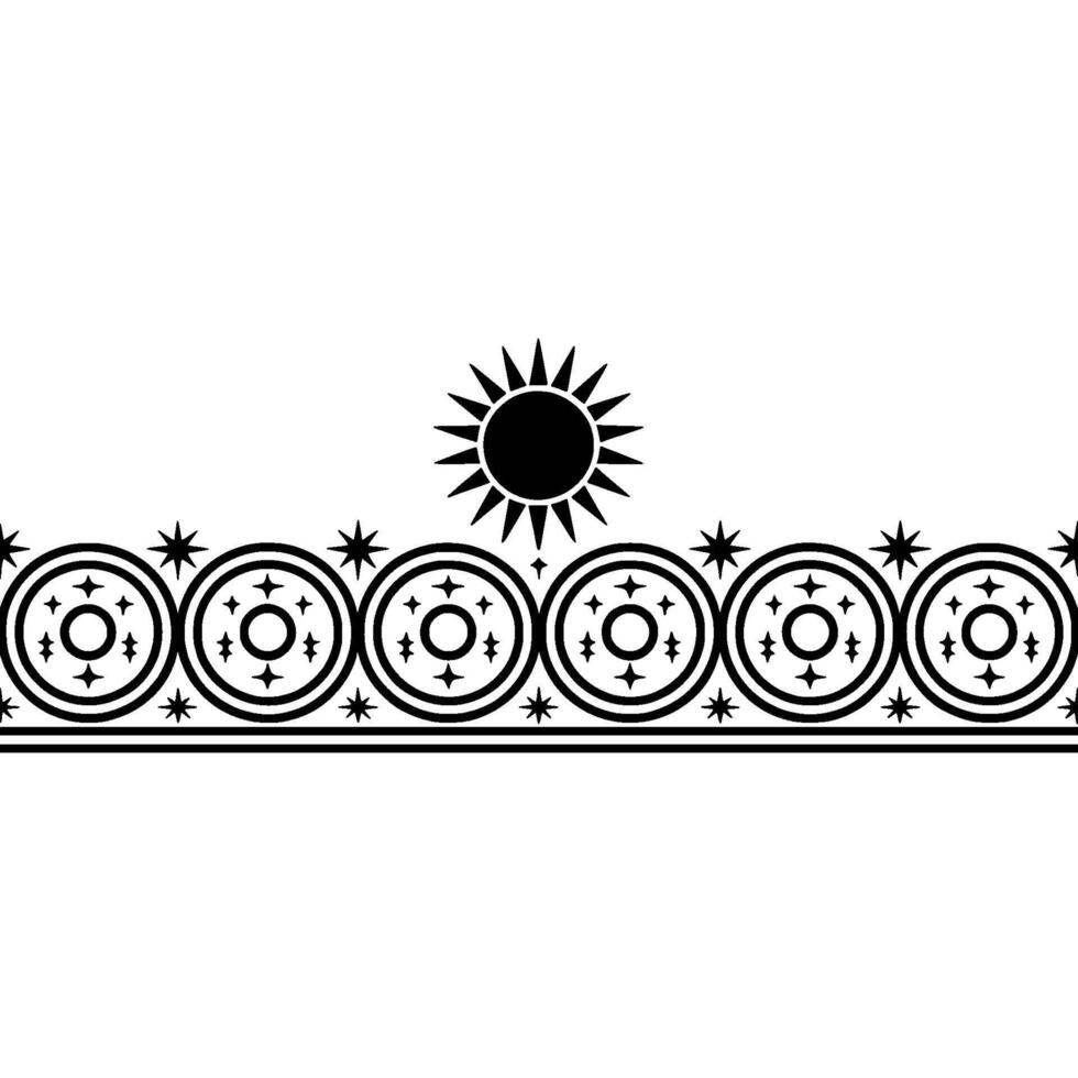 Celestial Border Stylized Sun and Stars Ornament vector
