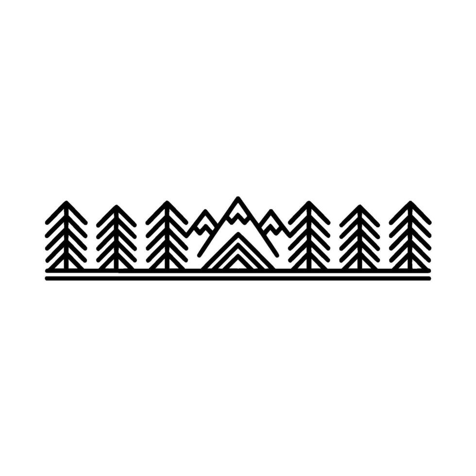 Minimalist Mountainscape Pine Trees Peaks vector