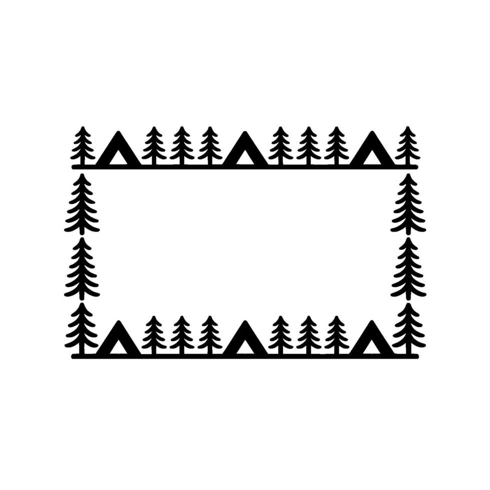 Minimalist Forest Frame, Geometric Woodland Border vector