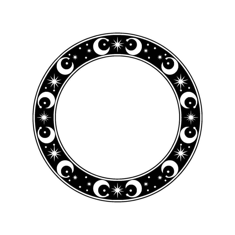 Celestial Circle Vintage Moon Star Ornament - Decorative - Stars vector