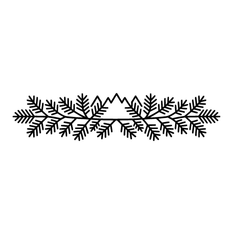 Minimalist Mountain Branch Border, Winter Illustration vector