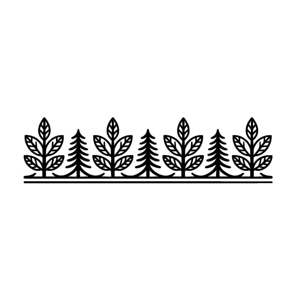 Minimalist Forest Border, Simple Nature Illustration vector