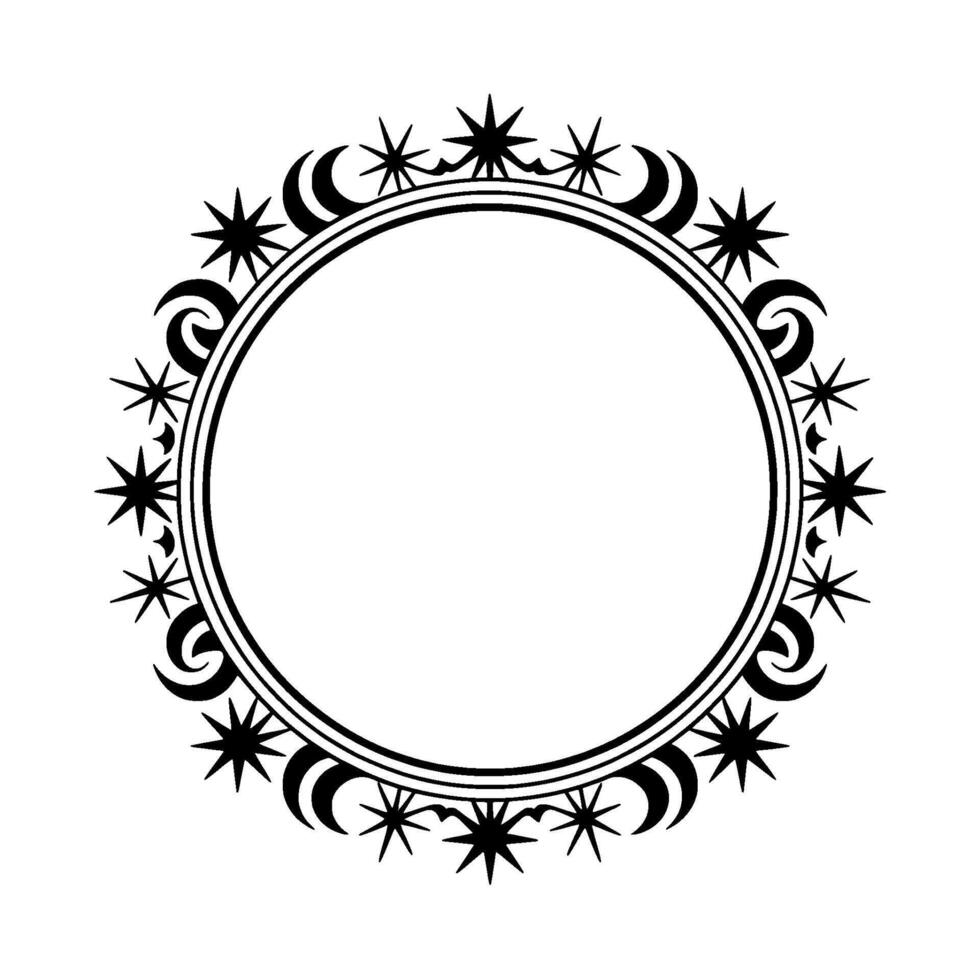 Celestial Circle Lunar Phases Starry Border, Stars vector