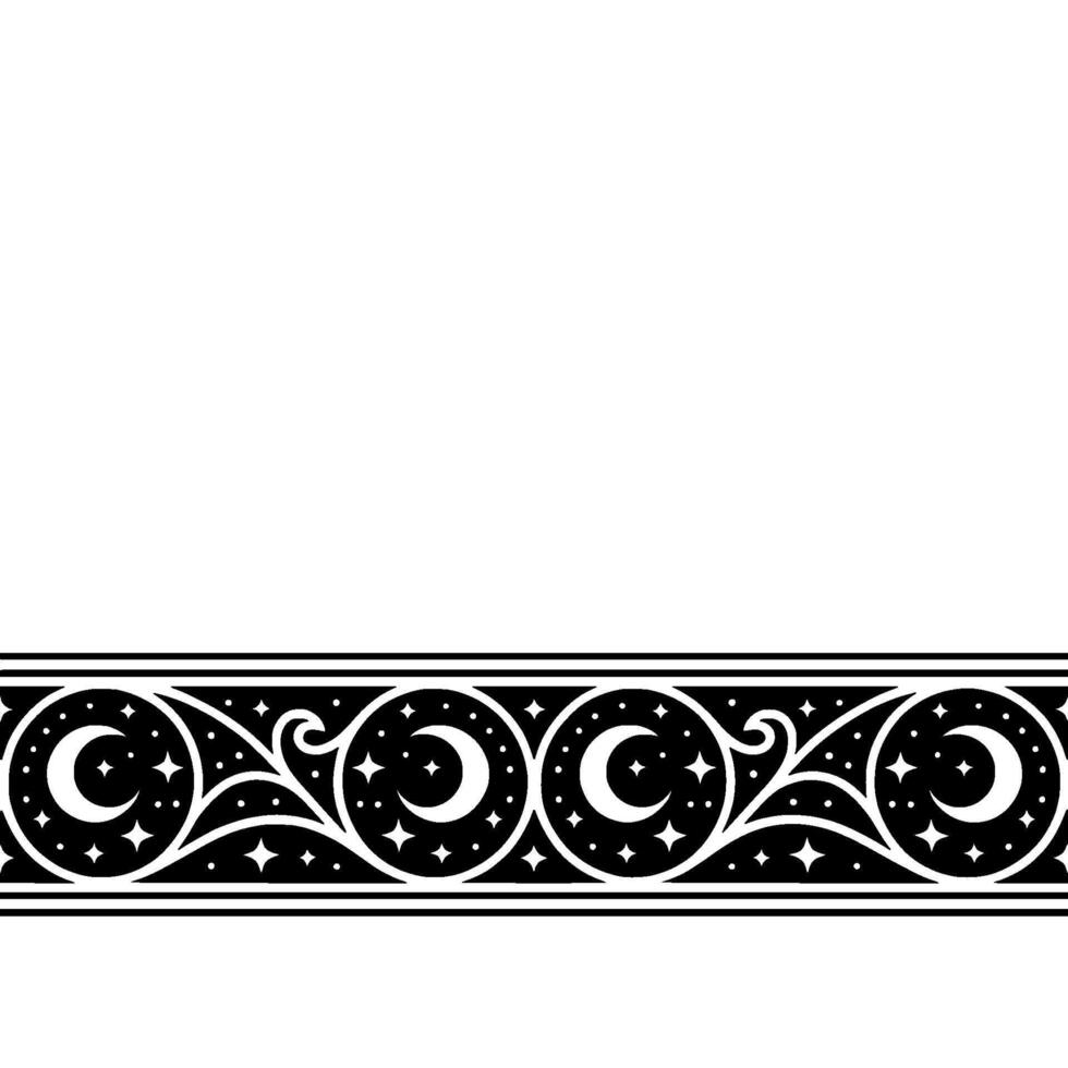 Celestial Border Ornate Moon Star - Decorative vector