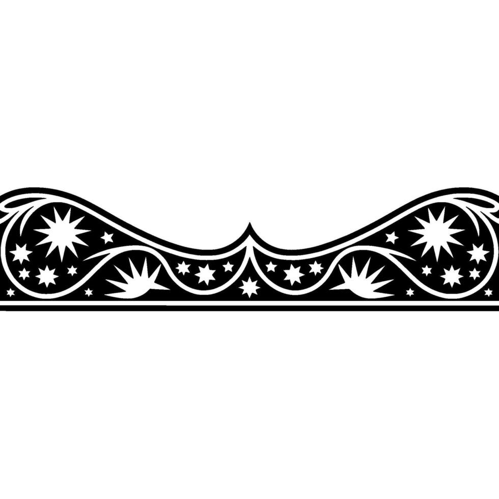 Stylized Wave Border with Celestial Stars, Vintage vector