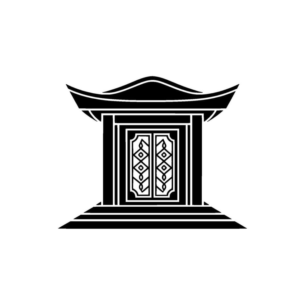Minimalist Japanese Pavilion Silhouette, Serene Reflection vector