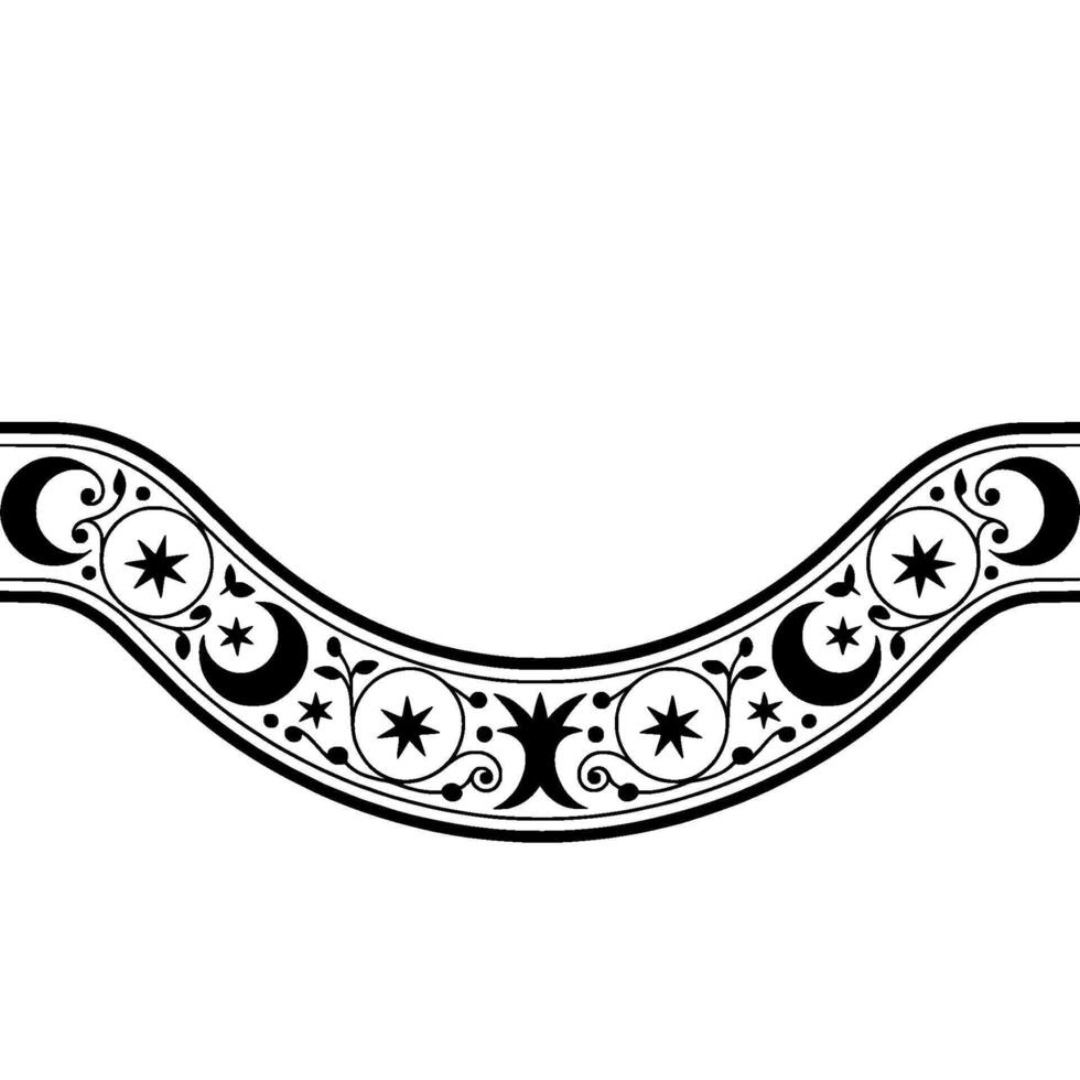 Intricate Crescent Moon Border, Vintage Ornamentation vector