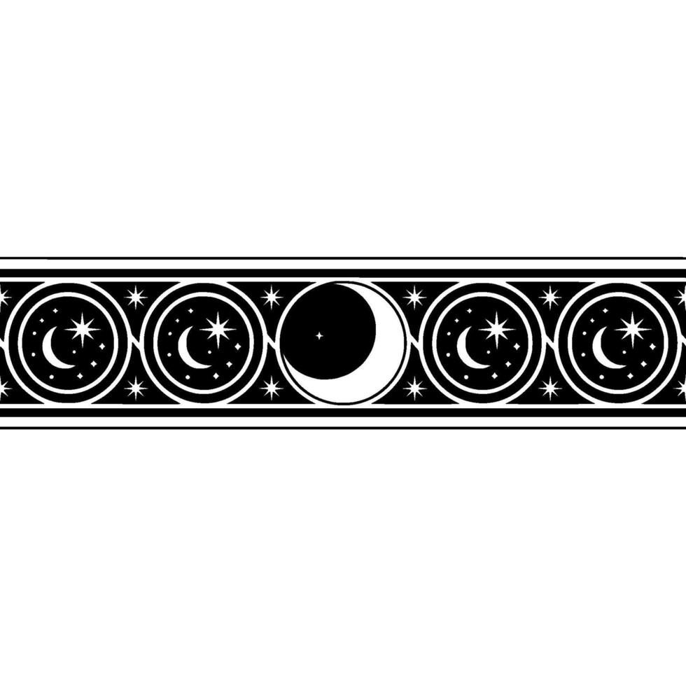 Celestial Border Moon, Stars, and Vintage Charm vector