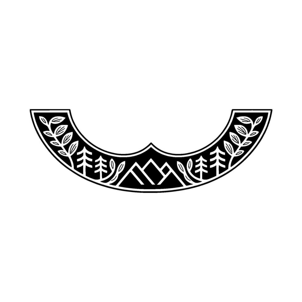 Stylized Mountain Foliage Emblem, Minimalist vector