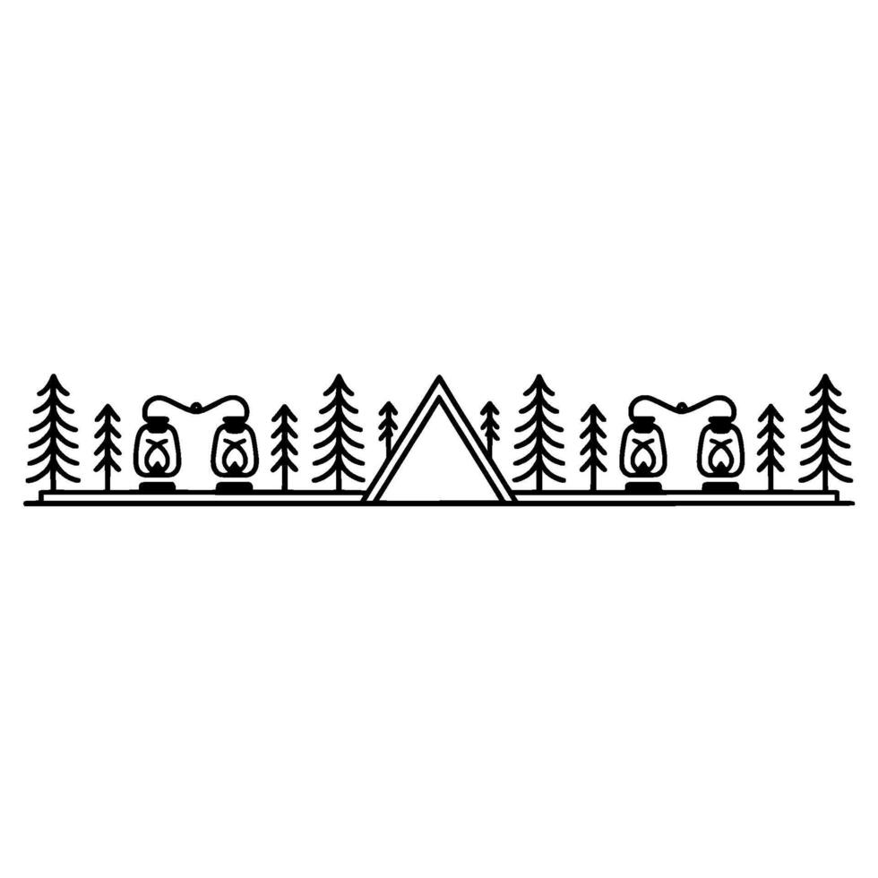 Minimalist Mountain Silhouette - Forest Line Illustration vector