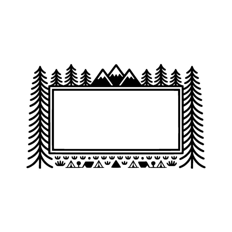 Mountain Range Border, Rustic Wilderness Illustration vector