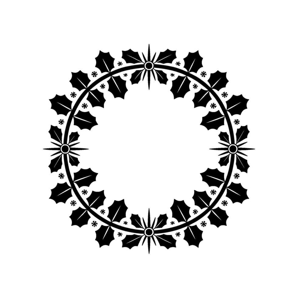 Stylized Holly Wreath, Festive Geometric vector