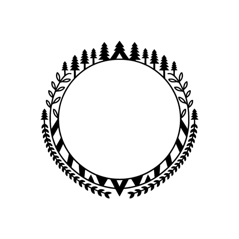 Woodland Circle Frame, Minimalist Nature vector
