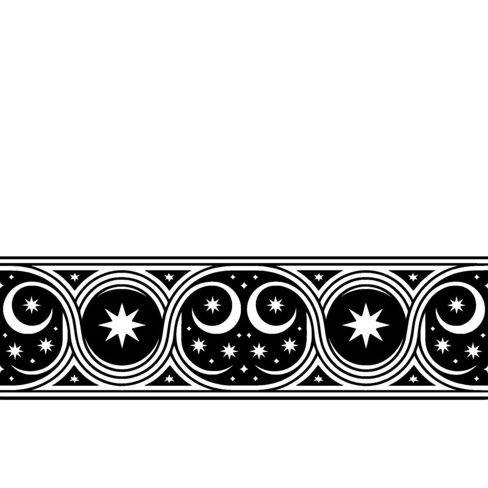 Celestial Border Gothic Star Crescent Ornamentation vector
