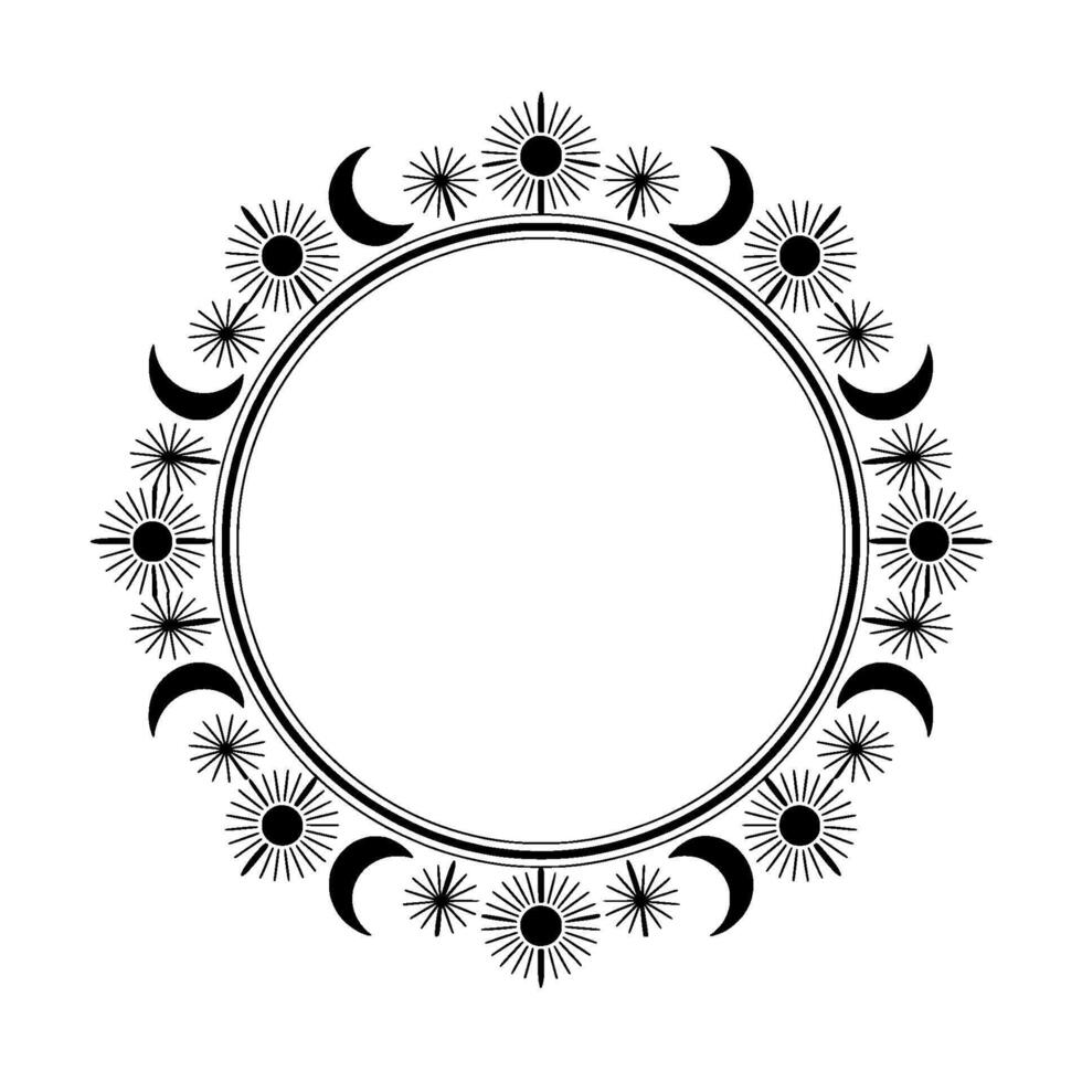 Celestial Cycle, Minimalist Moon Phases Frame vector