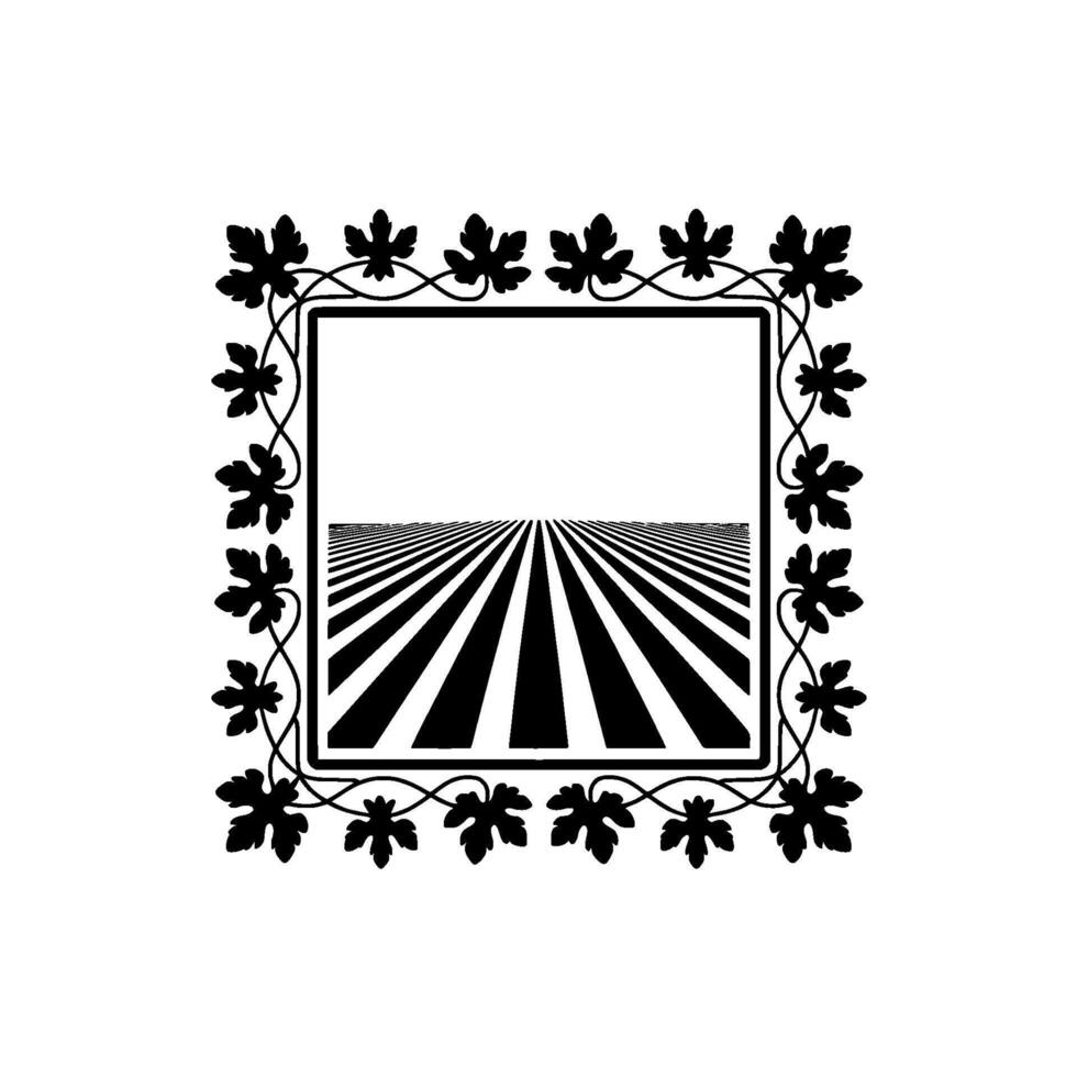 Geometric Horizon, Floral Frame, Minimalist Landscape vector