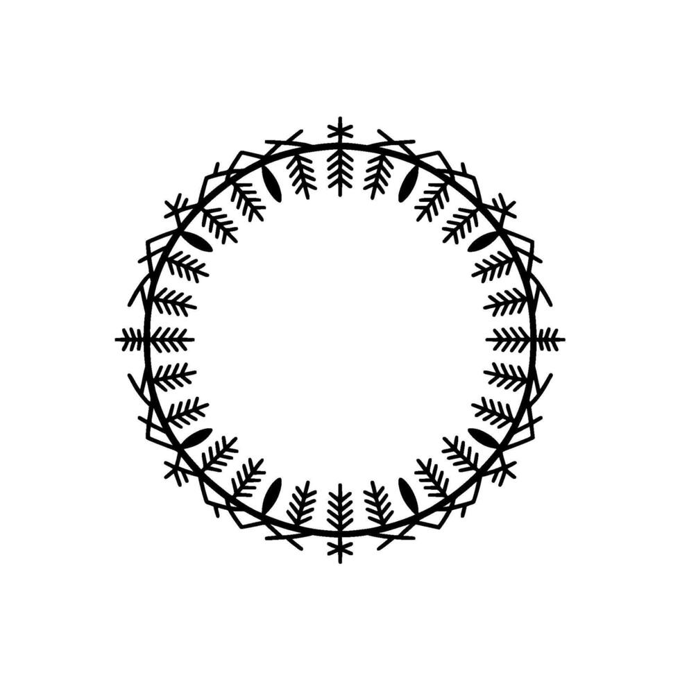 Minimalist Winter Wreath, Elegant Border, Scandinavian vector