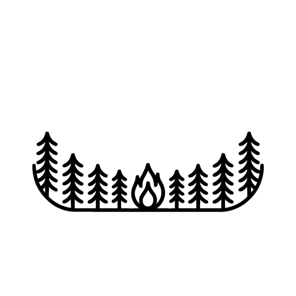 Minimalist Forest Flame - Outdoor Adventure Symbol vector