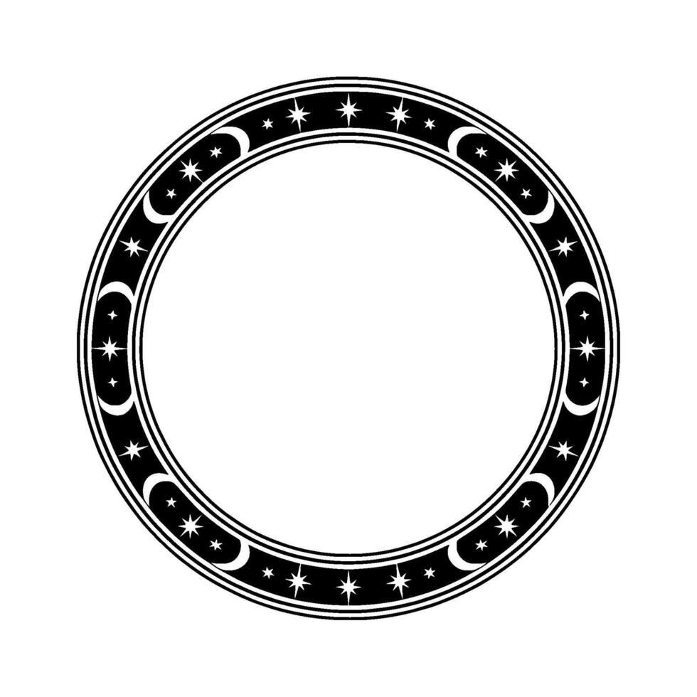 Celestial Circle Frame, Vintage Astronomy, Symbolic Border vector