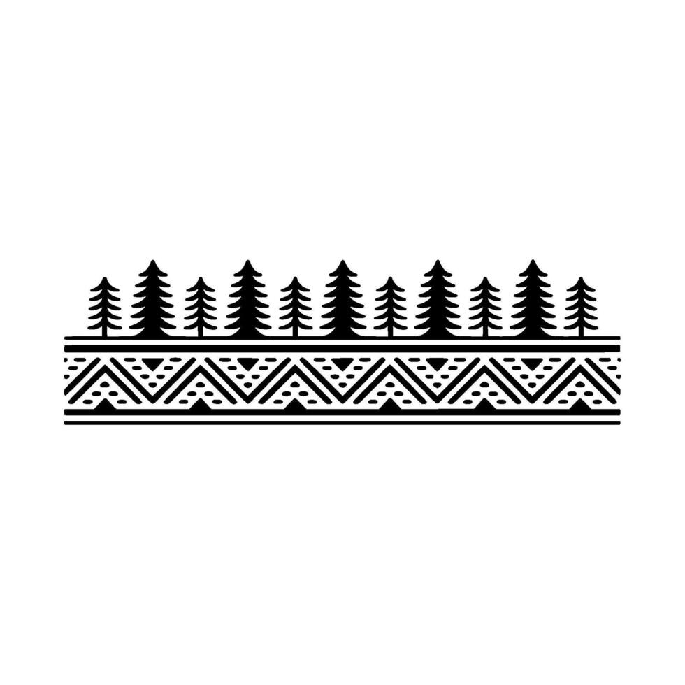 Minimalist Forest Border, Geometric Pattern, Scandinavian vector