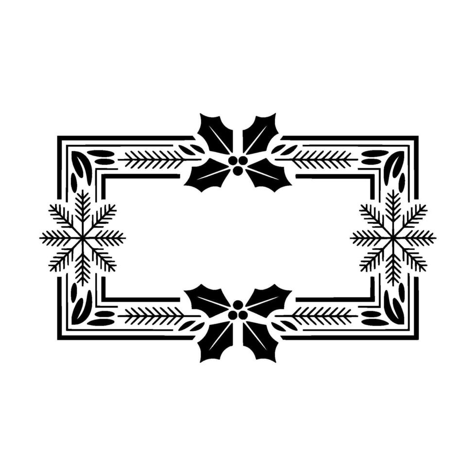 Elegant Winter Frame Holly, Snowflakes, and Deco Style vector