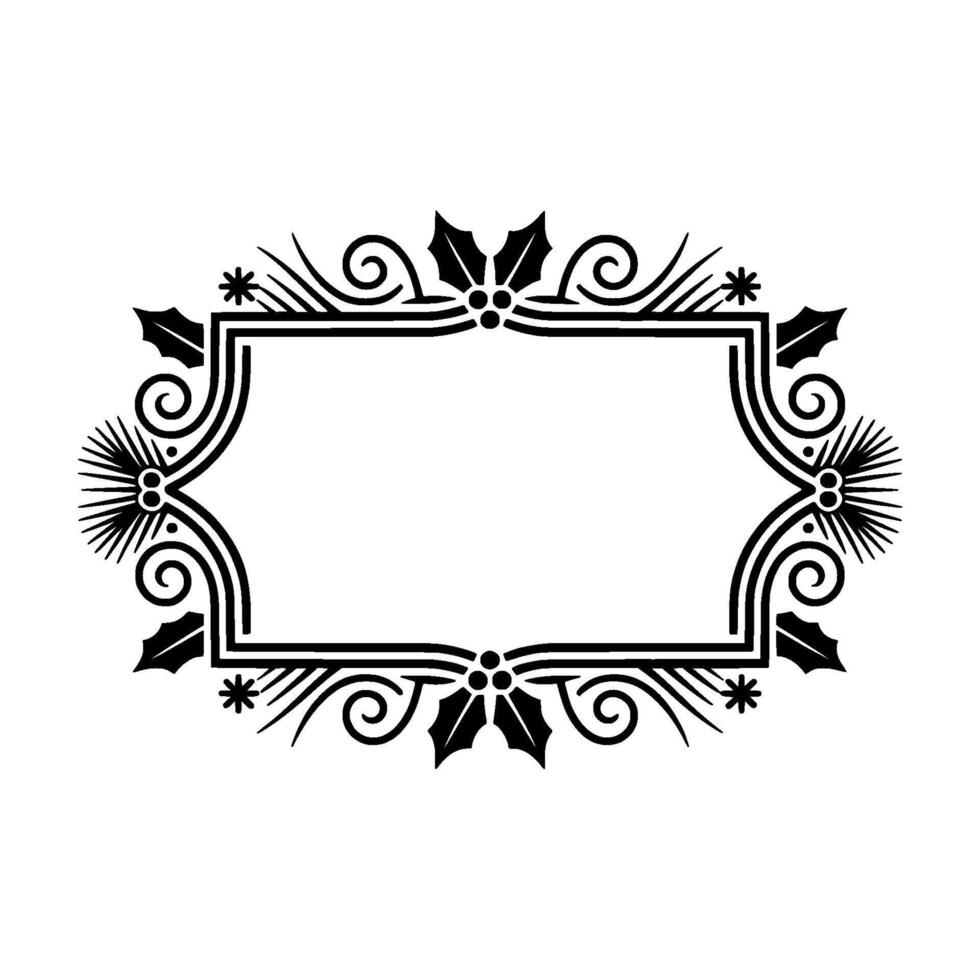 Elegant Black Holly Frame, Vintage Ornamentation, Ornament - Decorative vector
