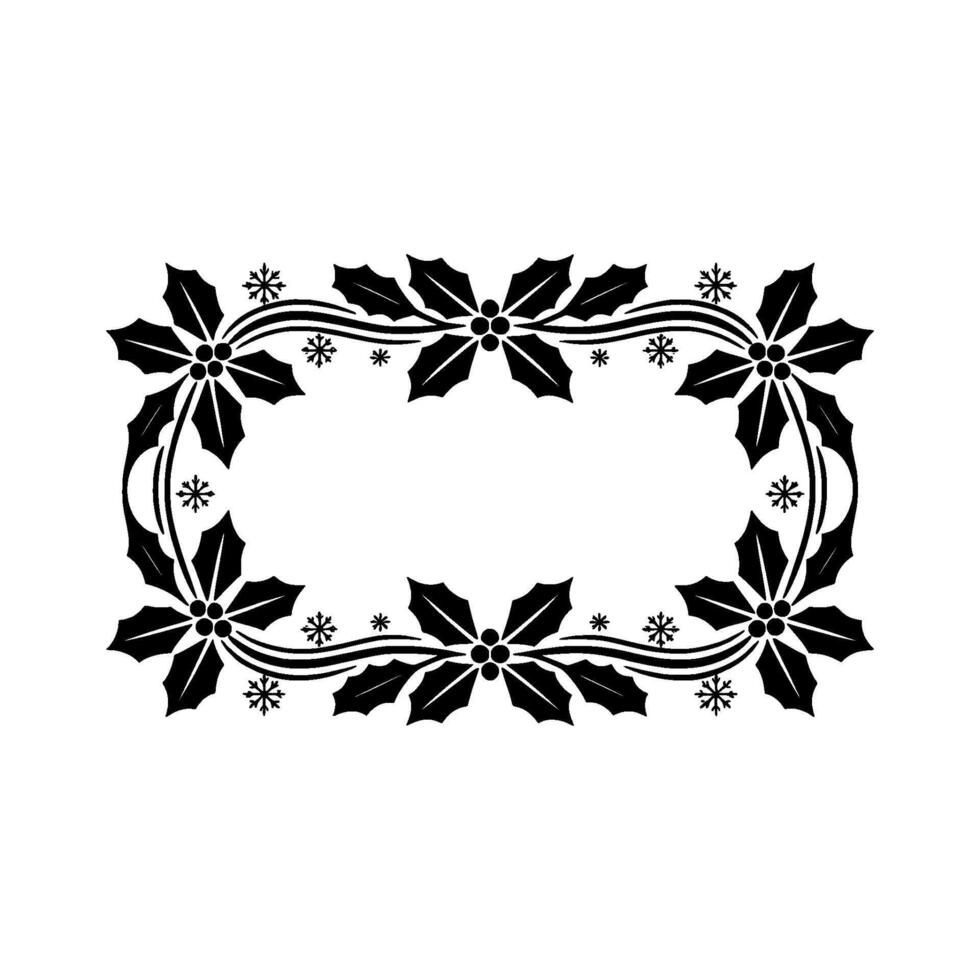 Elegant Holly Frame, Winter Festive Border, Vintage vector