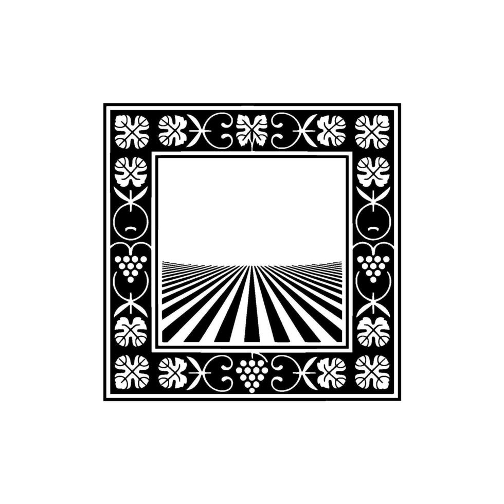Geometric Horizon, Stylized Landscape, Ornamental Frame vector
