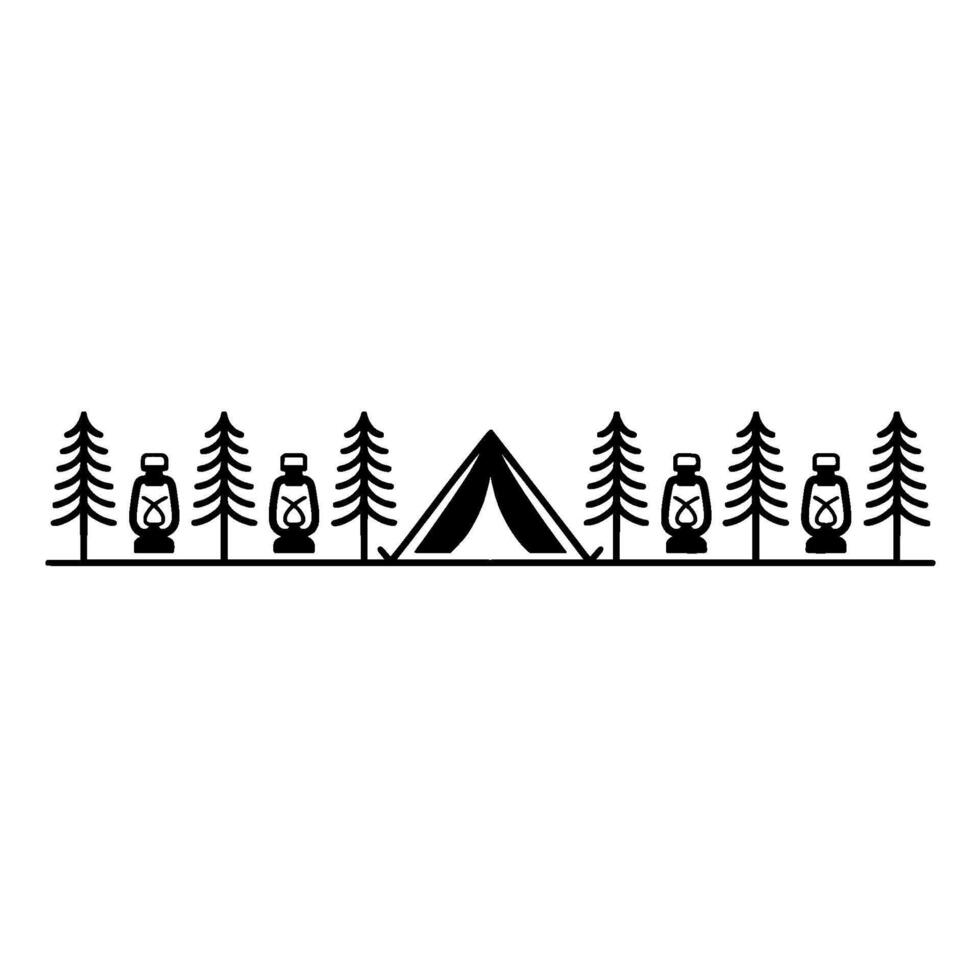 Rustic Camping Scene, Minimalist Silhouette vector