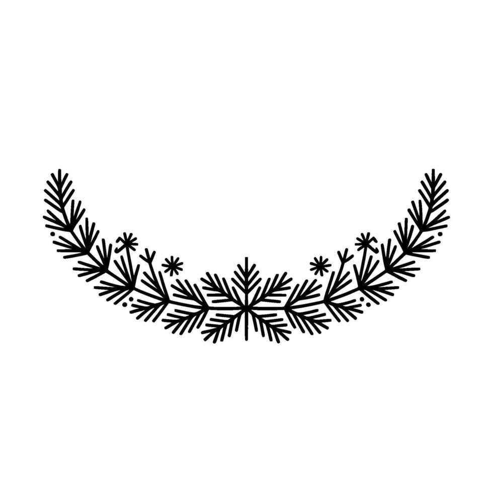Minimalist Winter Branch Garland, Festive Silhouette vector