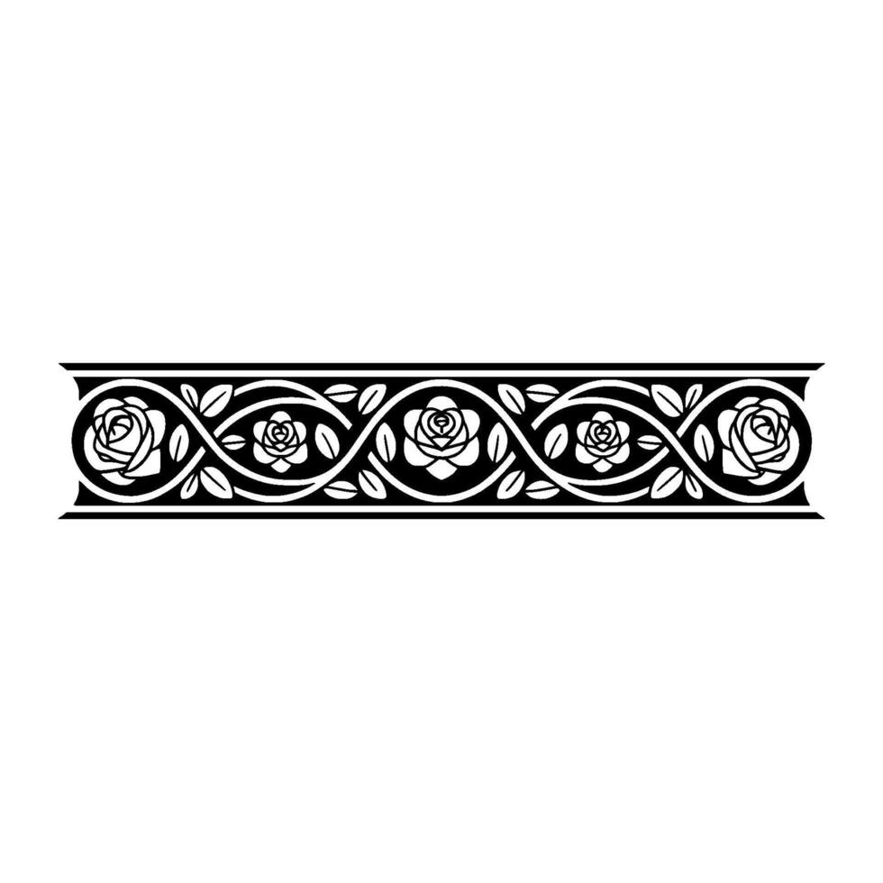 Elegant Black Rose Border, Vintage Decorative Element - Roses vector