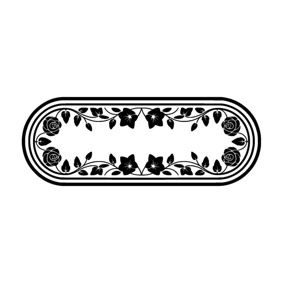Elegant Floral Oval Border, Vintage, Botanical vector