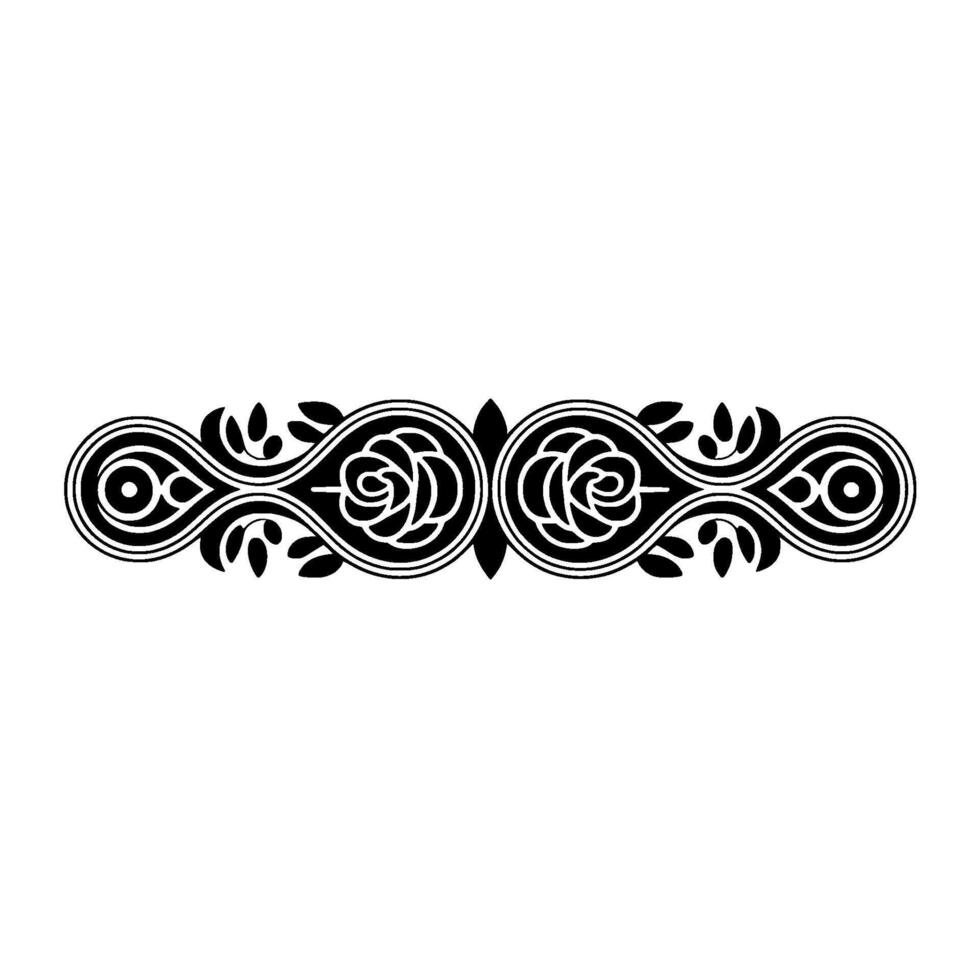 Elegant Black Floral Border, Vintage Element, - Separation vector